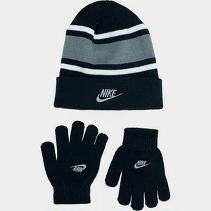 NEW Authentic Nike Kids' boys girls Futura Stripe Beanie Hat and Gloves Set - Picture 1 of 1