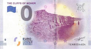 Irish Commemorative 0 Euro Souvenir Banknote: Cliffs of Moher - FREE Shipping - Picture 1 of 2