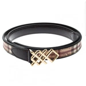 Cinturón Burberry Haymarket Check de lona y cuero beige marrón 34/85 - Imagen 1 de 12