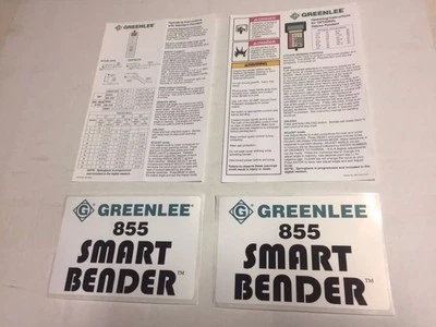 NEW GREENLEE 855 CONDUIT PIPE BENDER DECAL KIT SMART QUAD BENDER STICKER PART  - Image 1 of 4