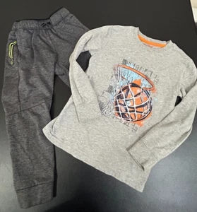 Athletic outfit Basketball Graphic Print Shirt Set Pants Boy Youth Sz S 6/7 - Picture 1 of 8