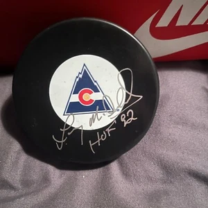 LANNY MCDONALD Colorado Rockies HOF 1992 Signed Hockey Puck - Picture 1 of 1