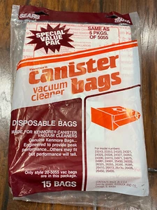 Sears 15 NEW Genuine Kenmore Canister Vacuum Cleaner Bags Style 20-5055 - Picture 1 of 3