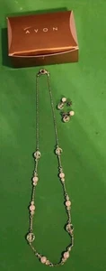Vintage Avon Pearl Illusion 18" Halskette & Ohrringe 925 Schmuckset - Bild 1 von 12