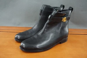 Lauren Ralph Lauren Briele Stiefel Damengröße 7 schwarz Leder Knöchel Reißverschluss zum Überziehen - Bild 1 von 12