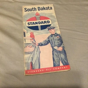 STANDARD OIL SOUTH DAKOTA anni 50 mappa stradale vintage Stati Uniti - Foto 1 di 2