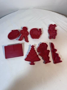 Cortadores de galletas de plástico rojo Jack o linterna bandera de Navidad Santa Turquía Tupperware - Imagen 1 de 14