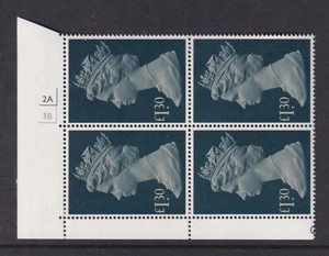 GB QE2 1977 Machin High Values £1.30 2A3B no dot plate block 4 - fault UM - Picture 1 of 2