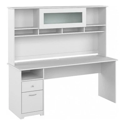 Cabot 72W Computer Desk with Hutch in White - Engineered Wood - Image 1 of 4