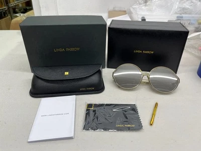 Gafas de sol redondas Linda Farrow Eden LFL657C6SUN - trufa / oro blanco / platino Foto 1 de 4