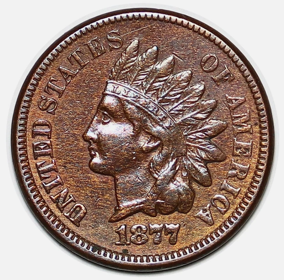 1877 Indian Head Cent Penny RARE This Nice Choice AU++ Low Mintage Key Date - Image 1 of 2