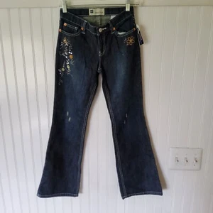 NEW Gap Kids Girl Jeans Dark Denim Boot Cut Pants Sequin embroider Flower 12 - Picture 1 of 11