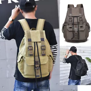 New Men Women Travel Backpack Satchel School Bag Camping Hiking Rucksack Canvas - Picture 1 of 15