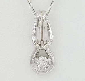 0.4 ct Round Cut Diamond 14k White Gold Love Knot Pendant 5.2 Grams 24" - Picture 1 of 8