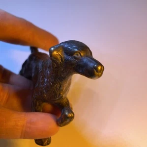 Vintage Brass Dog Figurine Sculpture Paperweight Long Haired Pointer Leg Up - Picture 1 of 8