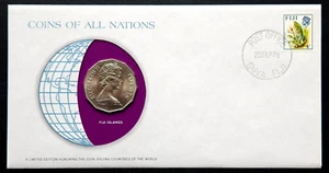 1976 Fiji Islands 50 Cents Coin and Stamp Set with COA - Brilliant UNC - Picture 1 of 4