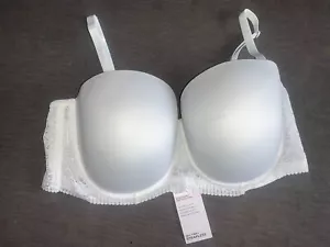 M&S Bra Multiway Strapless 'Bodysoft' U/W Padded with Lace Trim 40E White BNWT - Picture 1 of 1