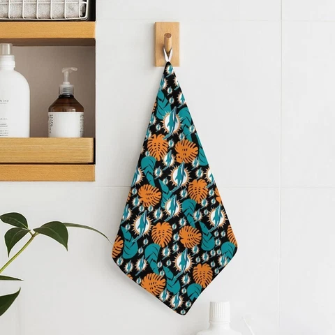 2pcs Miami Dolphins Hand Towel Soft Towel Kitchen Towel Print Towels 11.8" Cover