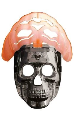Adult Light Up Orange Pumpkin & Skull Mask Halloween Fancy Dress - Image 1 of 3