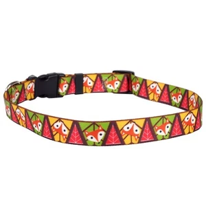 SMALL Yellow Dog Design Collar Woodland Fox Autumn Fall Thanksgiving - Picture 1 of 2