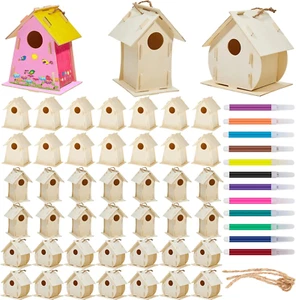 21 Sets DIY Birdhouse Kit to Build and Paint, Include Unfinished Wooden Bird Hou - Picture 1 of 5