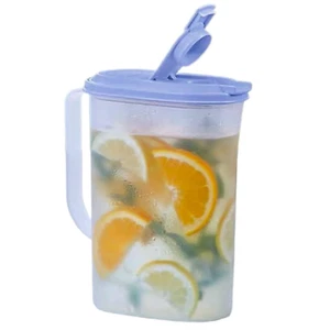 Tupperware 2 L Slim Line Refrigerator 2qt Pitcher Built in Handle Blue Seal New - Picture 1 of 2