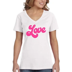 XtraFly Apparel Women's Love Valentine's Day Heart Anniversary V-neck T-shirt - Picture 1 of 8