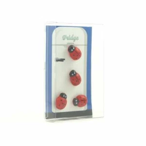 Ladybird Ladybug Fridge Magnets cute strong neodymium painted wood -4 gift boxed - Picture 1 of 5