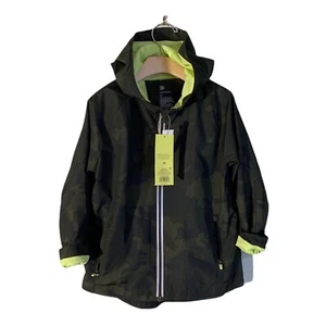 Boys Windbreaker Full Zip All In Motion Green Camo Water Repellent Size X-Small - Picture 1 of 5