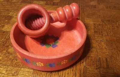 EZ-KRAK Nut Cracker & hand painted wood bowl  - Image 1 of 3
