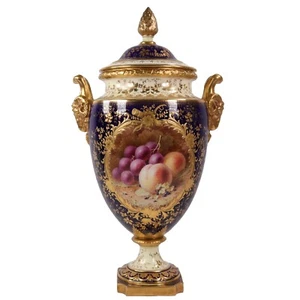 Coalport Fruit Vase Cover Sill Life by Frederick Chivers h42 cm Circa 1906 - Bild 1 von 15