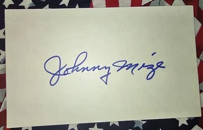 VINTAGE HAND SIGNED JOHNNY MIZE 3X5 CARD LIFETIME COA.  BASEBALL HOA 1981. - Image 1 of 2