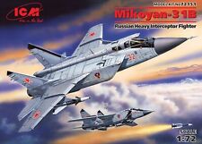 Scale Model kit 1/72 ICM 72151 MIG-31 Foxhound Russian Heavy Interceptor Fighter