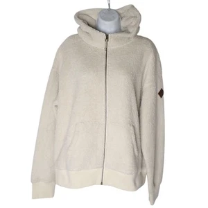 Burton Women's Lynx Full Zip Fleece Jacket L Creme Brulee Snowboard Hooded - Picture 1 of 8