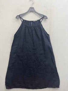 Lungo L’arno Kleid Damen Large Navy Leinen Neckholder Made In Italy - Bild 1 von 8