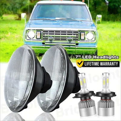 Farol de LED redondo de 7 polegadas para Dodge D100 D150 D200 D300 Dart Ramcharger Pickup - Imagem 1 de 4