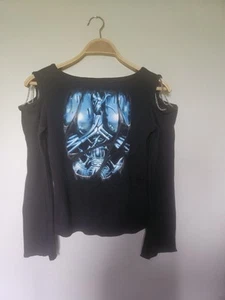 Ladies Spiral Direct Long Sleeve T-Shirt Size M Cold Shoulder Design & Chains - Picture 1 of 6