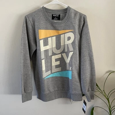 Sudadera Hurley Cuello Redondo Niños Grande Gris Jaspeado Gráfico Pullover Nueva con Etiquetas Informal Foto 1 de 4