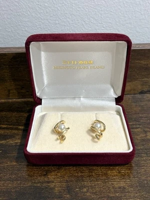 Pendientes Perlas Mikimoto Akoya Diseño Torcido Japón Foto 1 de 4