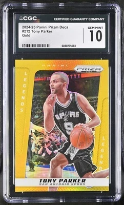 2024-25 Panini Prizm Deca Legends Tony Parker #212 Gold Prizm/10 CGC 10 Foto 1 de 2
