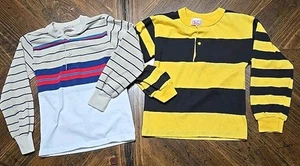 Vintage Long Sleeve Henly Shirt Youth Size 6 Buster Brown Stripes Set Of 2 - Picture 1 of 13