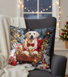 Funda Almohada 40x40 cm Perro con Trineo Navidad Funda Almohada + Motivo Animal  - Imagen 1 de 11