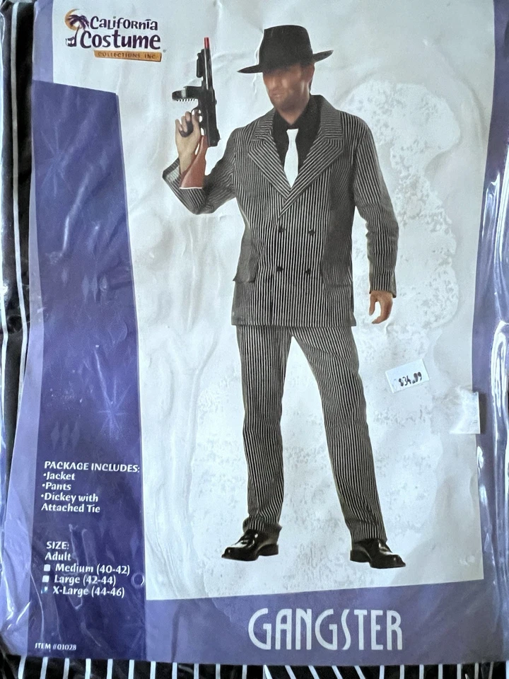 Disfraces de California Conjunto de Disfraz de Gángster Adulto XL Chaqueta Pantalones y Dickey Con Corbata Foto 1 de 4