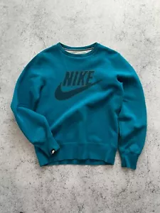 Sudadera Nike De Colección Y2K Big Center Logo Cuello Redondo Para Hombre Talla Pequeña Azul Años 2000 - Imagen 1 de 18