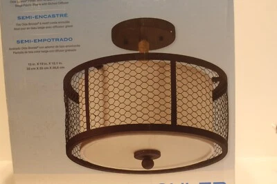 NUEVO Kichler Lighting 13" Semi Flushmount Bronce y Tela Luz 0616383 Envío Gratis Foto 1 de 4