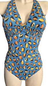 CYELL 323 Badeanzug Wattiert Ohne Bügel Gr.36 Gr.70D UK32D Blau mit Animal Print - Bild 1 von 5
