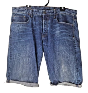 G-Star Raw 3301 Tapered 1/2 Shorts Denim Men's Designer Size 38 Button Fly - Picture 1 of 9