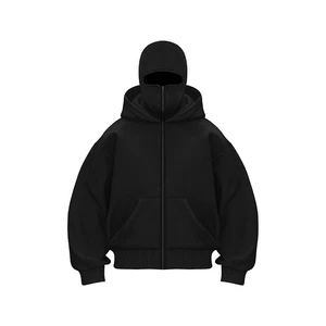 Balaclava Hoodie Zipper Winter Hoodies for Mens Double Layer Hooded Sweatshirt - Picture 1 of 21