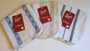 Regency 100% Cotton Dish Cloths 3-Pack - Assorted Colors - Slightly Irregular - Picture 1 of 5