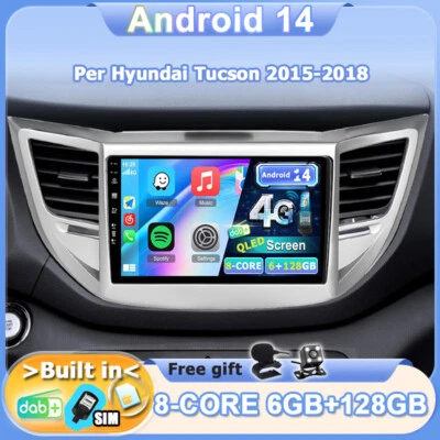 Autoradio Per Hyundai Tucson 2015-2018 GPS Android 14 Car Play Navi DAB+ QLED 4G - Immagine 1 di 4